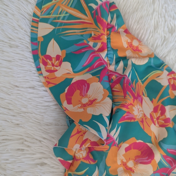 NEW Women's Maree Maree Swimsuit 6 One Shoulder Ruffle Orange Teal Pink - Picture 4 of 4